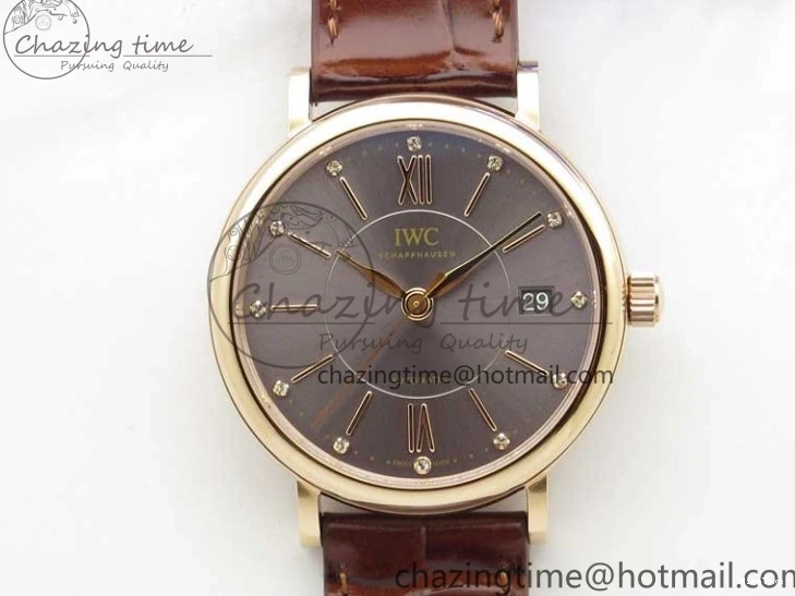 MIROTIME 0429 Portofino 37mm RG V7F 1:1 Best Edition Gray Dial on Deep Brown Leather Strap A SunProtective 7090